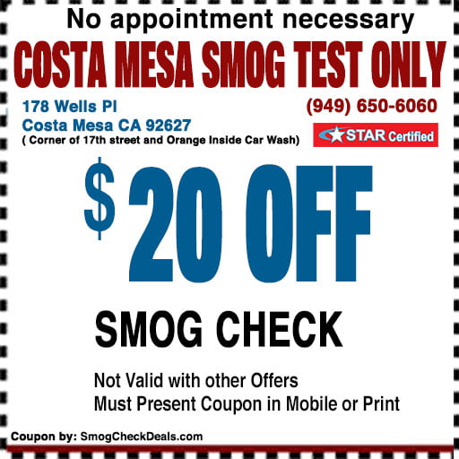 Smog Check Coupon Costa Mesa